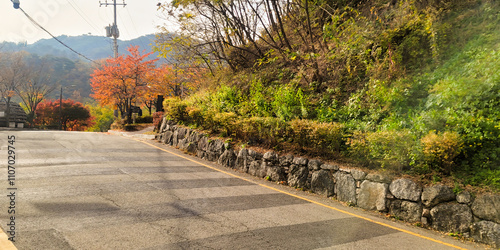 Autumnal street view of Jongno, in Seoul, Korea, in a peaceful and serene atmosphere photo