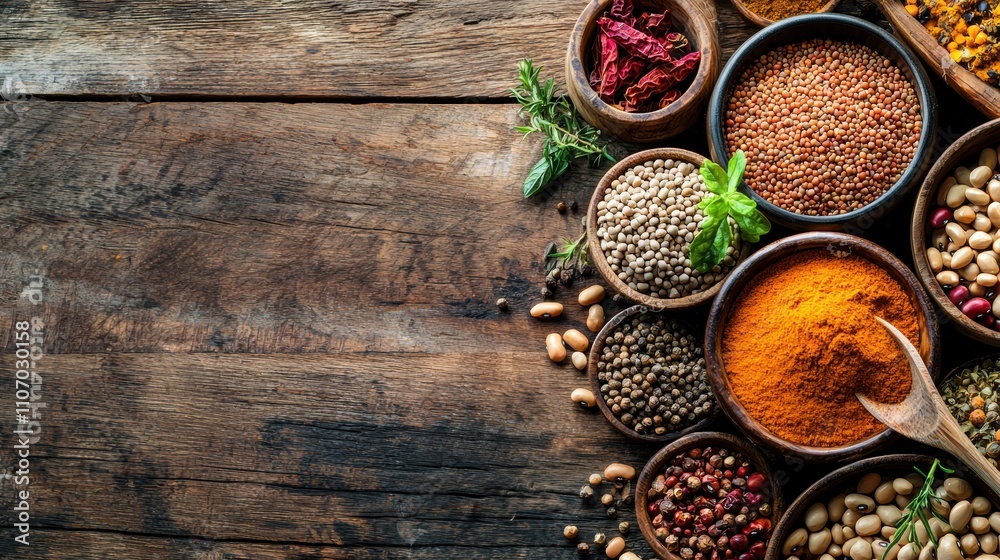 Vibrant spice mix selection rustic kitchen food photography natural light close-up view culinary artistry Vibrant spice mix selection rustic kitchen food photography natural light close-up view culinary artistry