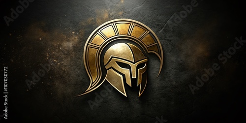 Minimalist Spartan Helmet Logo Design for Warrior Branding, Featuring Premium Low Light Photography with a Focus on Strength and Heritage in a Modern Aesthetic photo