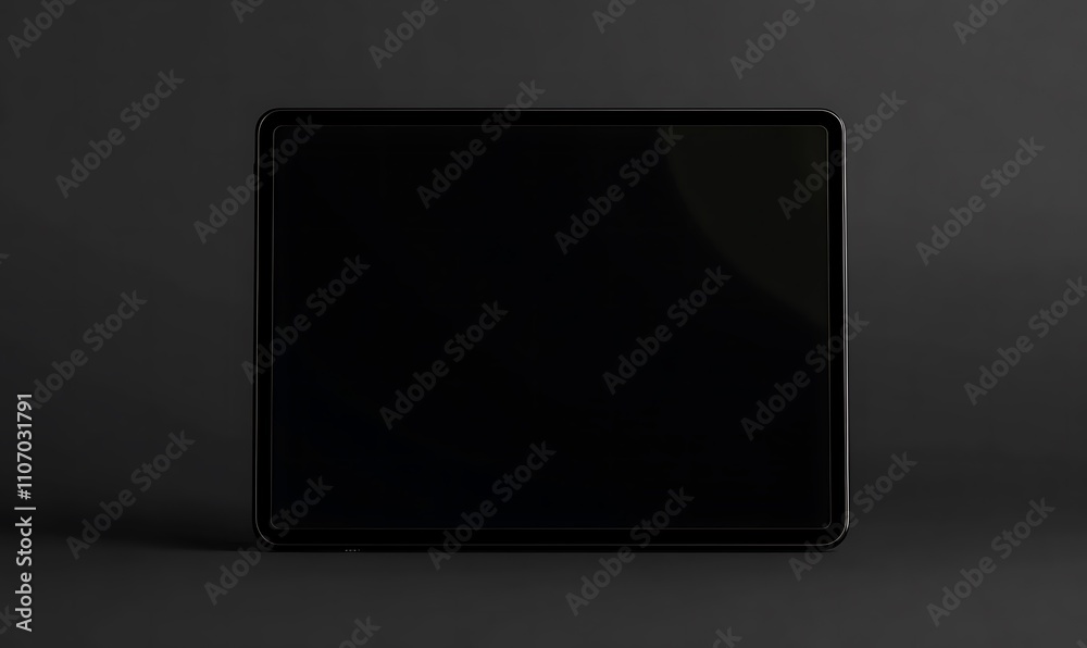 Black Tablet on Dark Gray Background Black Tablet on Dark Gray Background