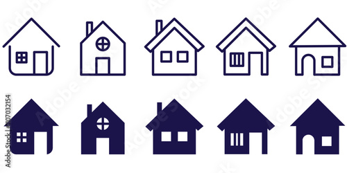 Home button icons set. Home page icon. Simple house symbols. Building icon.
