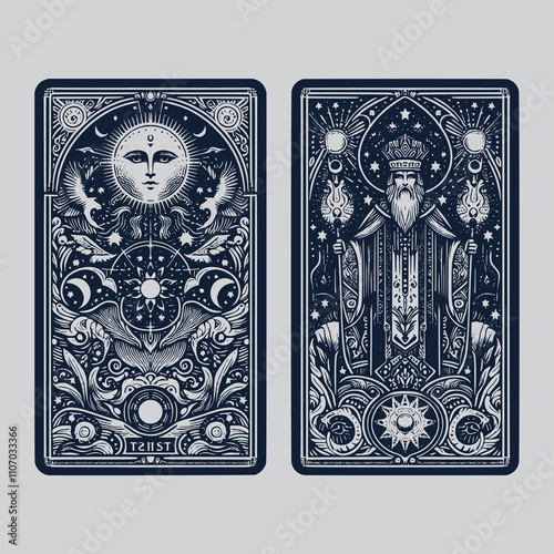 mystical priest ouija tarot playing card tattoo