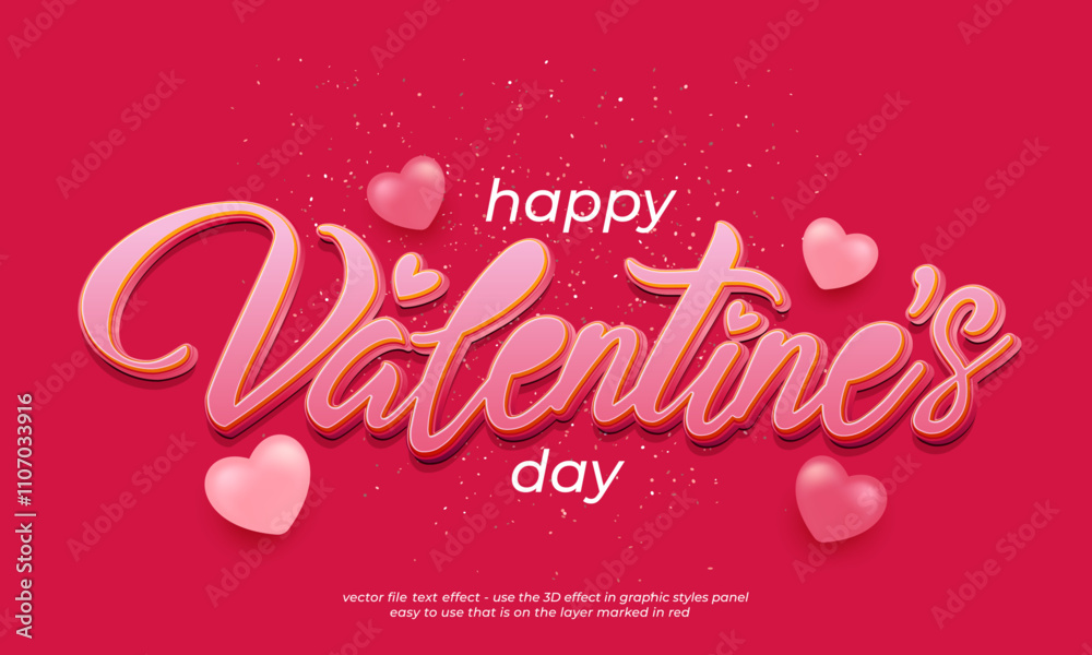 Naklejka premium Valentine's day editable text effect 3d font calligraphy style ver.05
