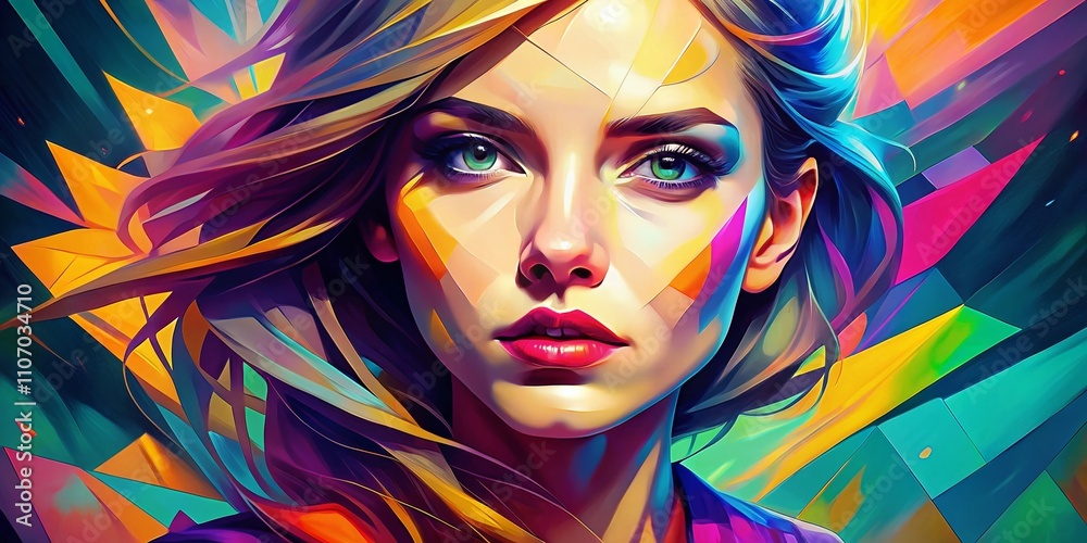 Modern Abstract Woman Portrait Illustration for Fashion Design, Featuring Hand-Drawn Elements and a Unique Tilt-Shift Photography Style for Contemporary Art Lovers Modern Abstract Woman Portrait Illustration for Fashion Design, Featuring Hand-Drawn Elements and a Unique Tilt-Shift Photography Style for Contemporary Art Lovers
