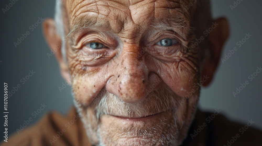 Zoom in From directly and elderly senior old men with face fill with wrinkles Zoom in From directly and elderly senior old men with face fill with wrinkles