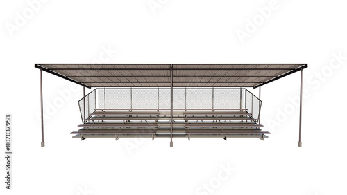 Bleachers with roof isolated on transparent background
