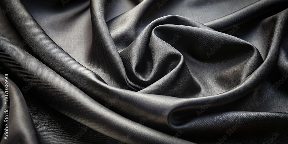 Obraz premium Dark Gray Fabric Draped in Soft, Elegant Folds Showing Texture and Sheen