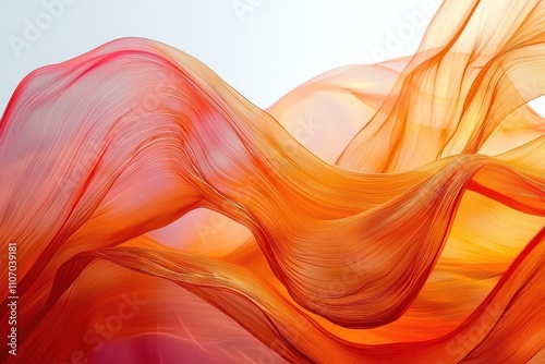 Abstract Texture of Orange and Red Fabric Waves