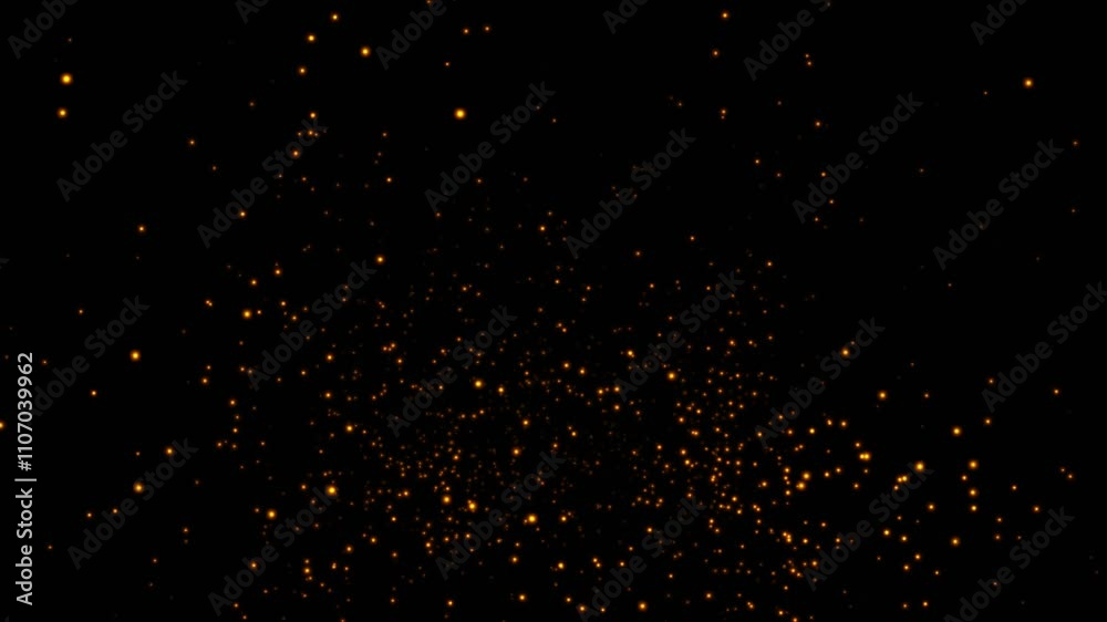 Animated coal particles.  Fire Sparks on black background. Fire embers glow. Abstract Particles Background with animation of moving glow orange particles