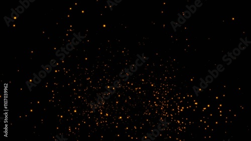 Animated coal particles.  Fire Sparks on black background. Fire embers glow. Abstract Particles Background with animation of moving glow orange particles