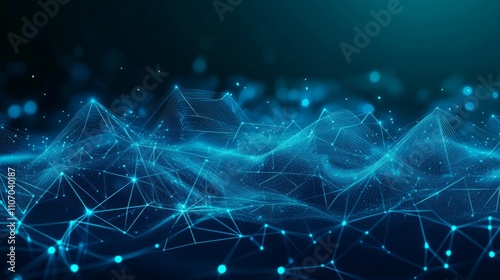 Abstract Digital Technology Banner with Green and Blue Circuit Background for Cyber Innovation and Future Network