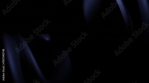 Dark black spinning geometric shapes creating a dynamic and futuristic 3D effect in seamless loop animation