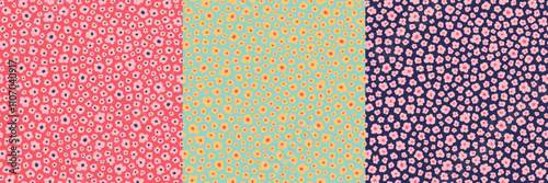 Floral mini seamless vector pattern tile. Spring summer background texture, fashion textile print