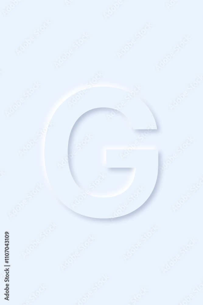 uppercase letter G of English alphabet in light blue color that drop a shadow uppercase letter G of English alphabet in light blue color that drop a shadow
