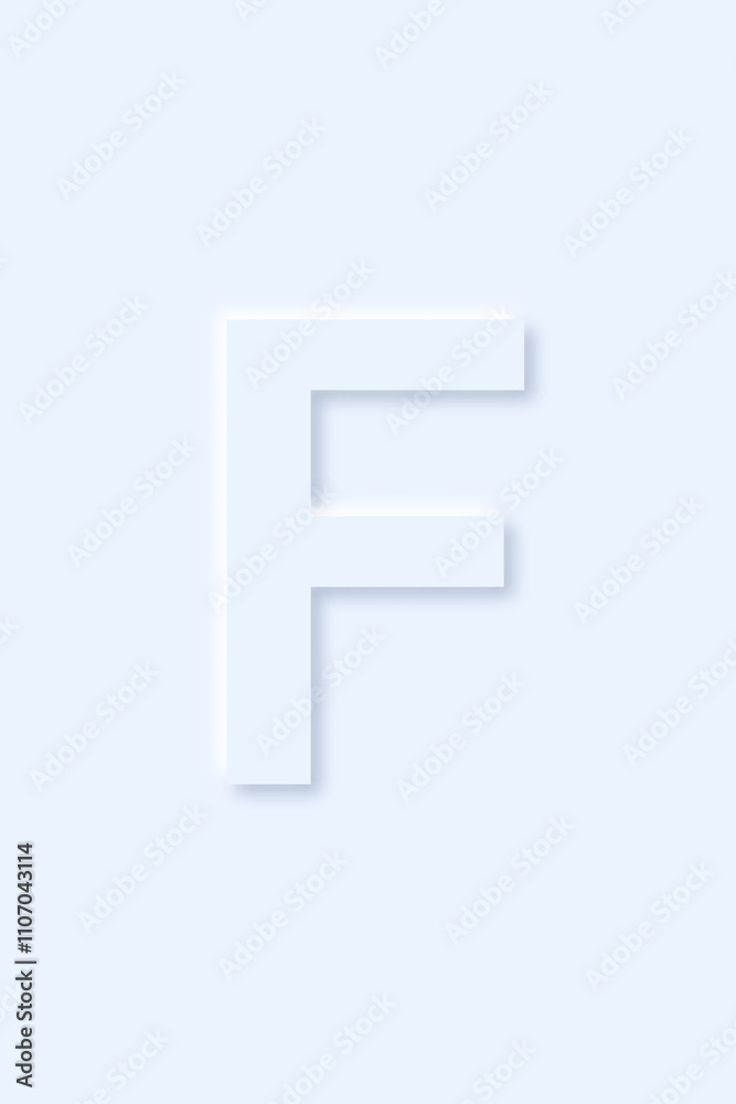 uppercase letter F of English alphabet in light blue color that drop a shadow uppercase letter F of English alphabet in light blue color that drop a shadow