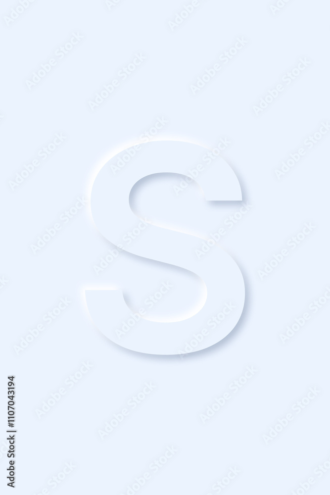 uppercase letter S of English alphabet in light blue color that drop a shadow uppercase letter S of English alphabet in light blue color that drop a shadow