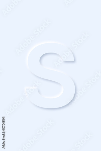 uppercase letter S of English alphabet in light blue color that drop a shadow