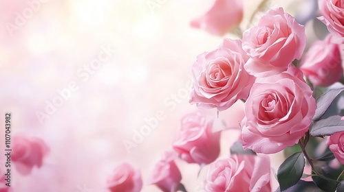 Sweet pink rose bouquet symbolizing love and romance, soft floral background for romantic themes