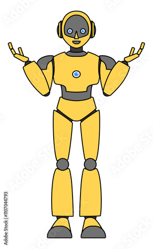 シンプルなアンドロイド型ロボットの全身イラスト