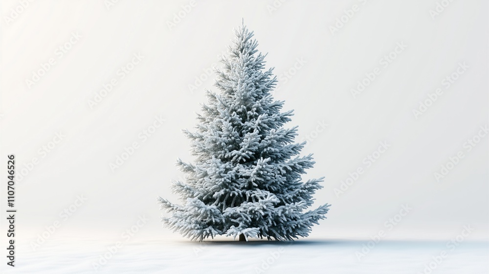 A snow-covered Christmas tree in a winter holiday setting A snow-covered Christmas tree in a winter holiday setting