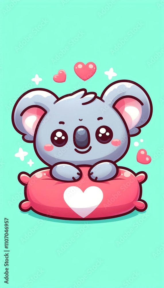 Fototapeta premium Cute Koala Lay On The Pillow - Cartoon illustration