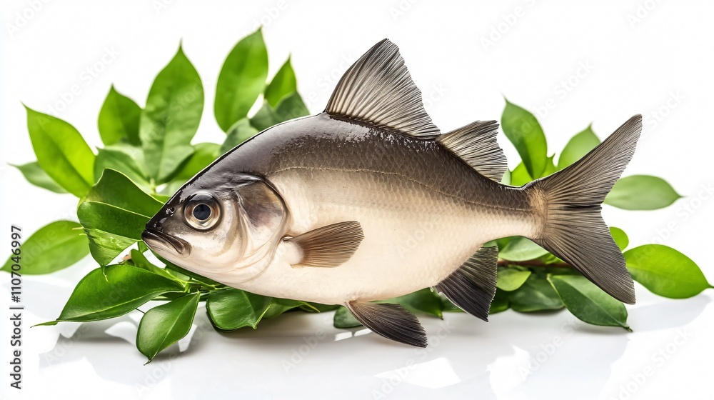 Fresh Fish on Green Leaves: A Captivating Culinary Image Fresh Fish on Green Leaves: A Captivating Culinary Image