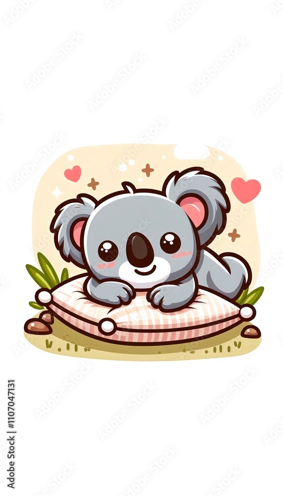 Cute Koala Lay On The Pillow - Cartoon illustration Cute Koala Lay On The Pillow - Cartoon illustration