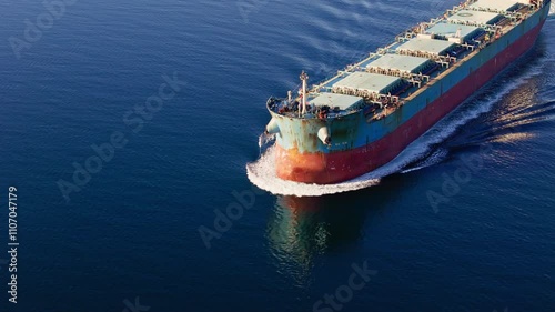 Bulk cargo ship underway in sea. Bulker for Dry cargo carrier, merchant ship to transport bulk cargo such as grains ore coal
