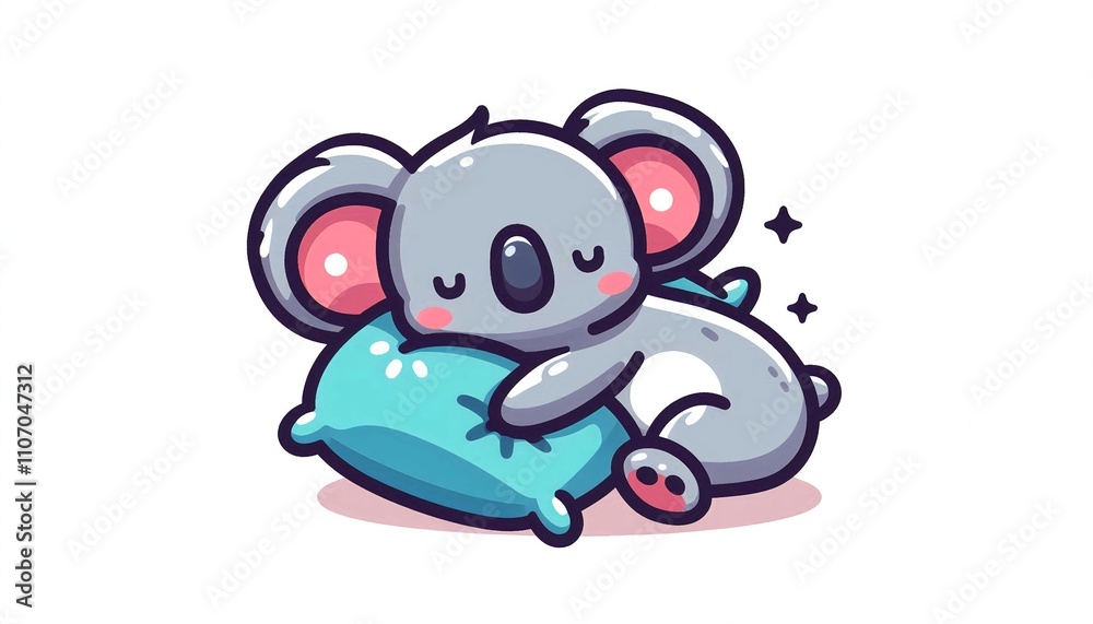 Cute Koala Lay On The Pillow - Cartoon illustration Cute Koala Lay On The Pillow - Cartoon illustration