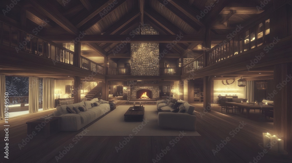 Luxurious Wooden Cabin Living Room Interior Design Luxurious Wooden Cabin Living Room Interior Design