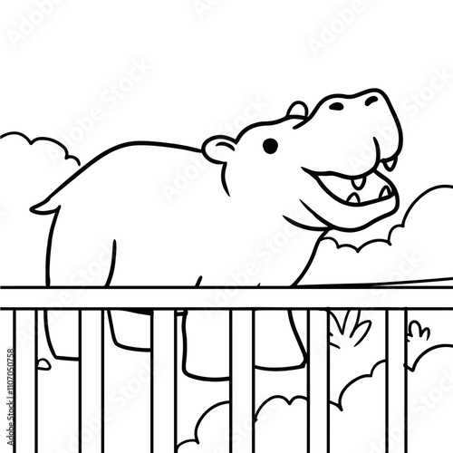 Hippopotamus Zoo Animal Coloring Book