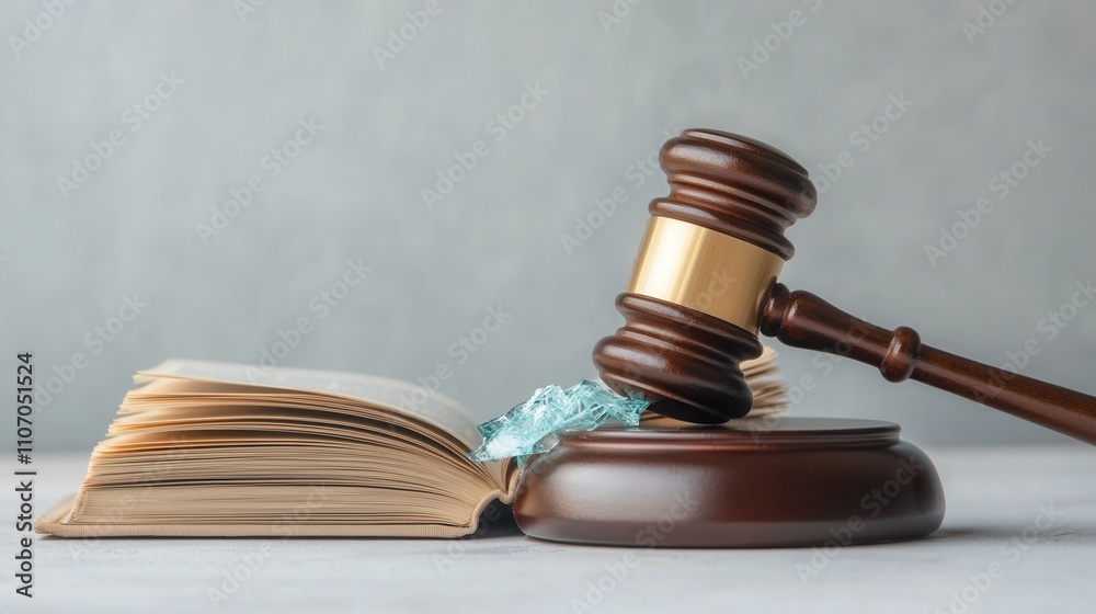 Law restriction prohibition and justice, A gavel rests atop an open legal book, symbolizing justice and the legal system, set against a neutral background. Law restriction prohibition and justice, A gavel rests atop an open legal book, symbolizing justice and the legal system, set against a neutral background.