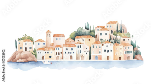 Wallpaper Mural Charming Coastal Village with Colorful Houses and Calm Waters Torontodigital.ca