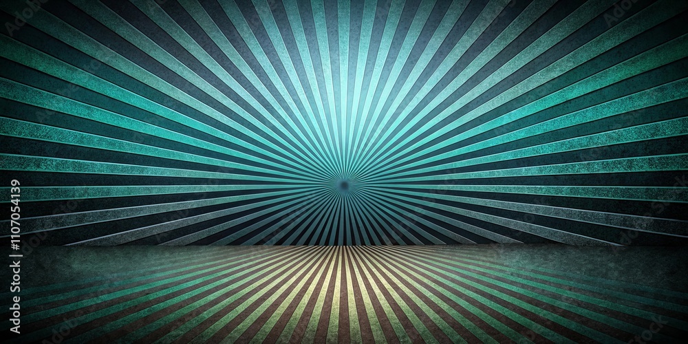 Abstract Teal and Brown Striped Room with Radial Design Abstract Teal and Brown Striped Room with Radial Design