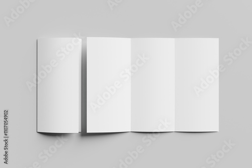 White empty fold leaflet tri fold DL flyer brochure, mockup.