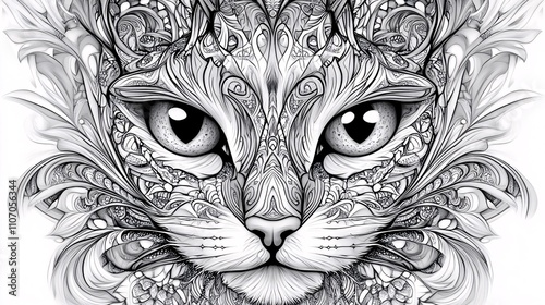 mandala art featuring a cat face with intricate and decorative patterns in a unique design