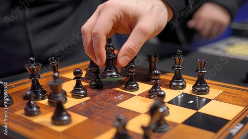 Player Making Strategic Move in Chess Game