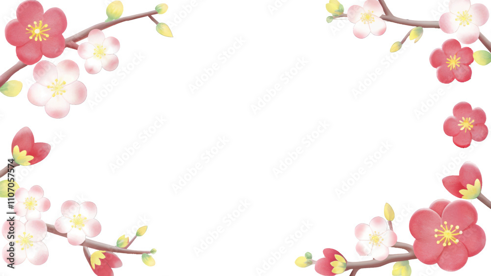 Floral pink and white blossoms Frame with Red and Pink Blossoms Floral pink and white blossoms Frame with Red and Pink Blossoms