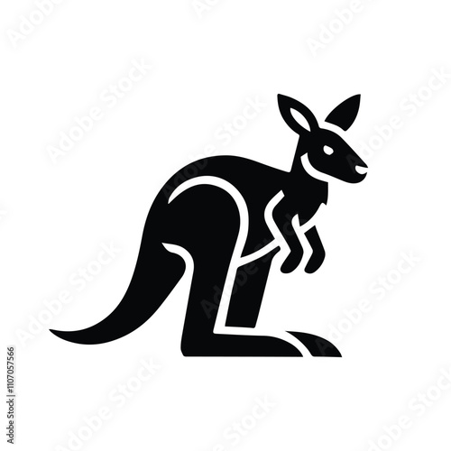 kangaroo icon, simple flat isolated on transparent photo