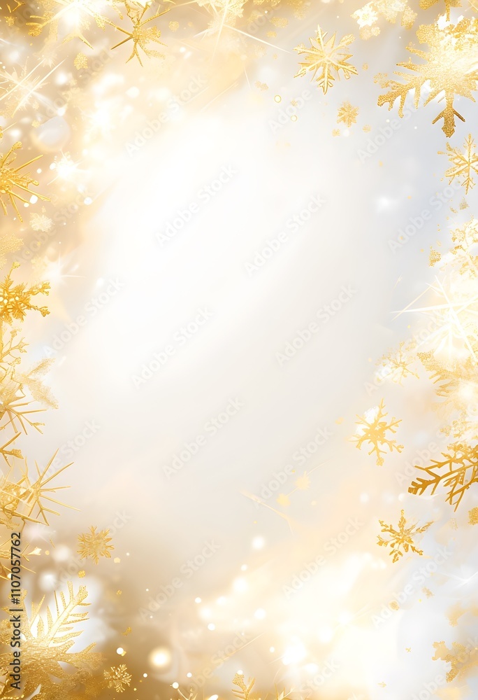 Glowing Pearlescent Background with Golden Gradients and Abstract Snowflake Gold Foil Accents Glowing Pearlescent Background with Golden Gradients and Abstract Snowflake Gold Foil Accents