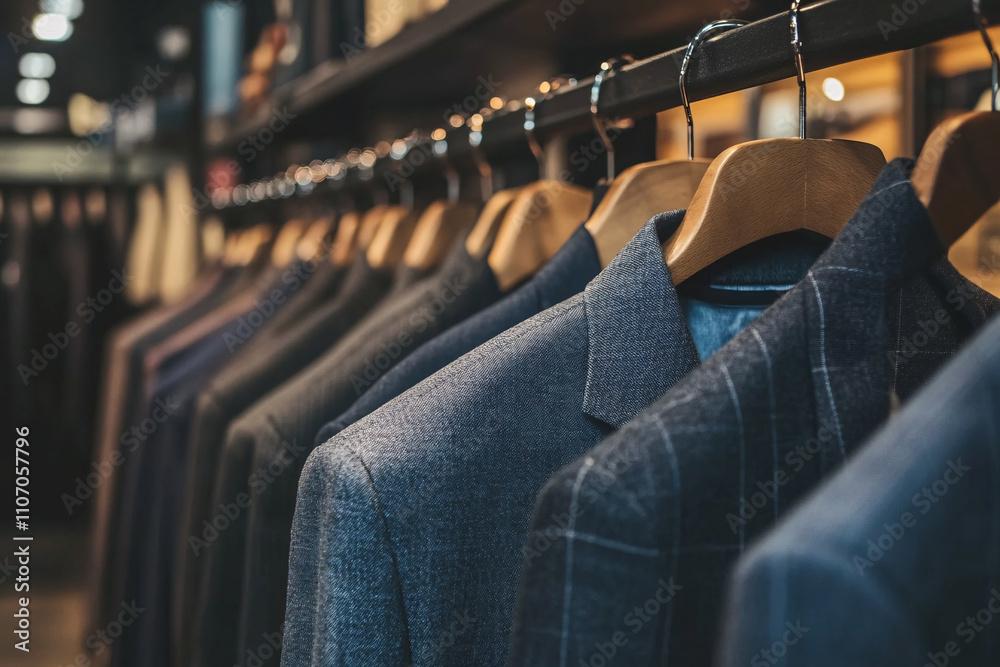 business suits is hanging on a hanger in modern store business suits is hanging on a hanger in modern store