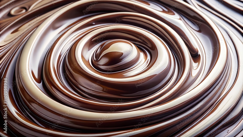 Swirling streams of dark and light chocolate create a mesmerizing pattern of delicious indulgence Swirling streams of dark and light chocolate create a mesmerizing pattern of delicious indulgence