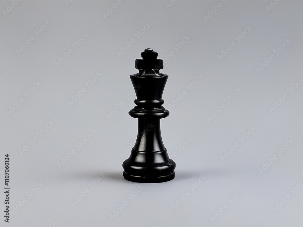 Black king chess piece standing on gray background representing strategy and power Black king chess piece standing on gray background representing strategy and power