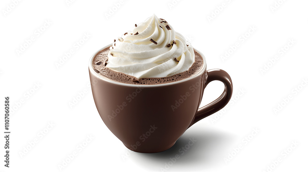 rich cup of hot chocolate topped with fluffy whipped cream and chocolate shavings creates delightful treat. Perfect for cozy moments and indulgent experiences rich cup of hot chocolate topped with fluffy whipped cream and chocolate shavings creates delightful treat. Perfect for cozy moments and indulgent experiences