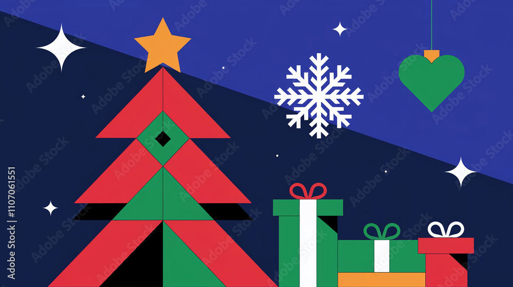 Christmas Card. Modern geometric vector illustration concepts for graphic and web design, social media banner, marketing material
Christmas Card. Modern geometric vector illustration concepts for graphic and web design, social media banner, marketing material