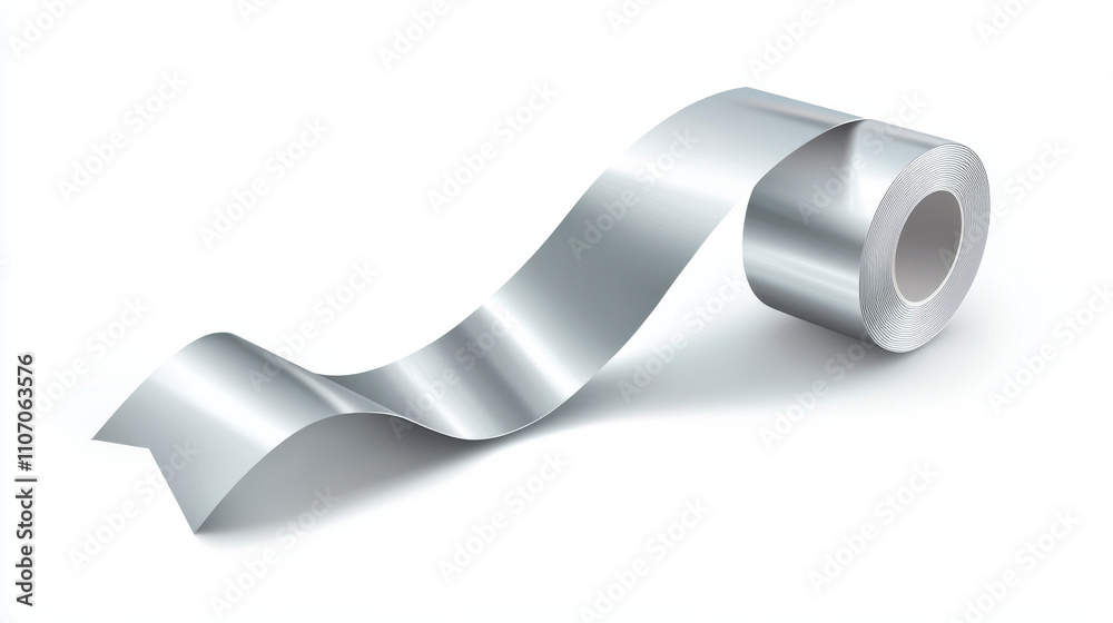 3d silver roll tape. Adhesive duct scotch isolated vector. Metal color sticker strip for decor. Realistic clerical glue band to fix or repair illustration set. Sticky, folded and crumpled ribbon 3d silver roll tape. Adhesive duct scotch isolated vector. Metal color sticker strip for decor. Realistic clerical glue band to fix or repair illustration set. Sticky, folded and crumpled ribbon