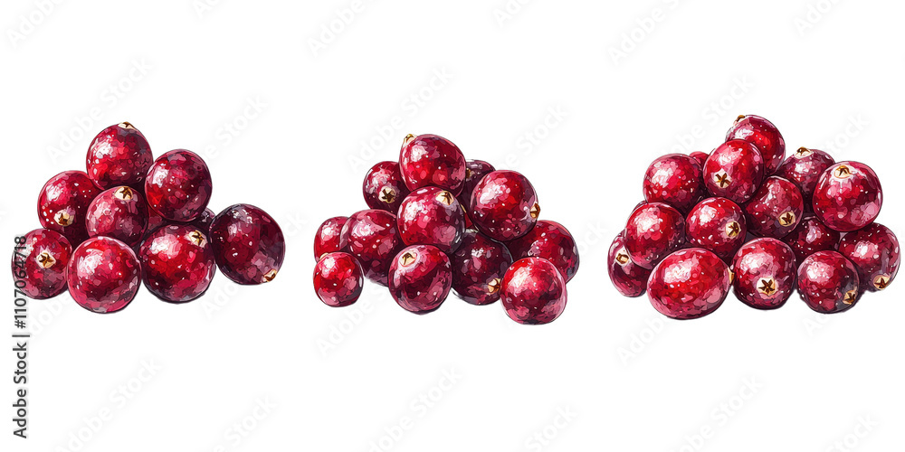 Fresh and Juicy Cranberries in Various Piles on a Transparent Background, Ideal for Culinary and Nutritional Visuals, High-Quality Stock Image for Creative Projects Fresh and Juicy Cranberries in Various Piles on a Transparent Background, Ideal for Culinary and Nutritional Visuals, High-Quality Stock Image for Creative Projects