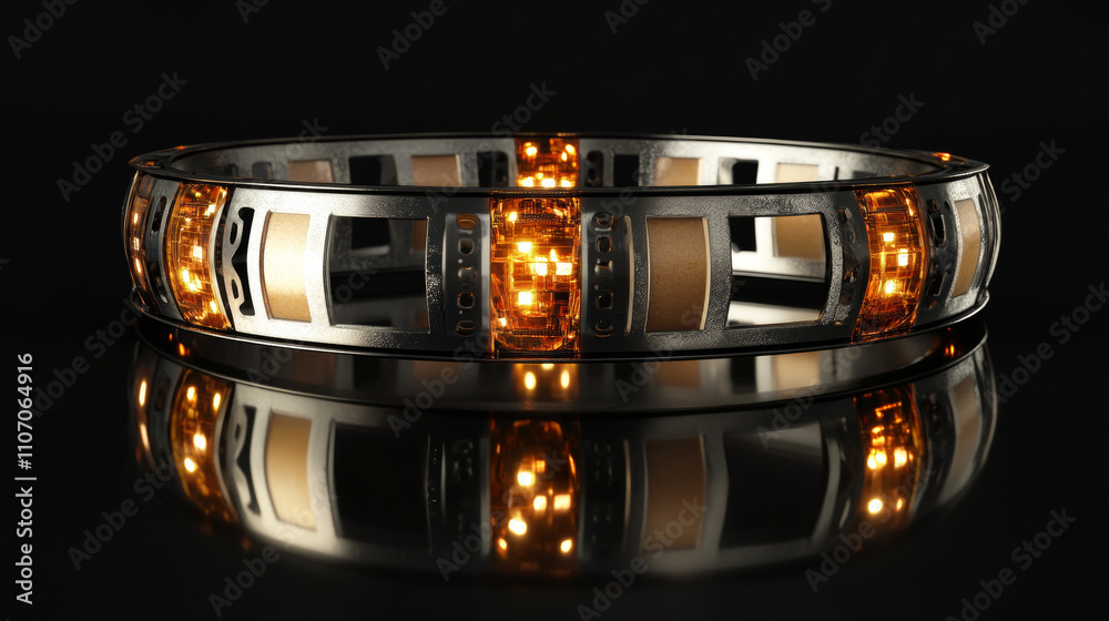 Film strip roll. 3d cinema reel tape frame vector. Photography filmstrip design. Cinematography art picture isolated set with reflection. Blank slide production border for entertainment graphic Film strip roll. 3d cinema reel tape frame vector. Photography filmstrip design. Cinematography art picture isolated set with reflection. Blank slide production border for entertainment graphic
