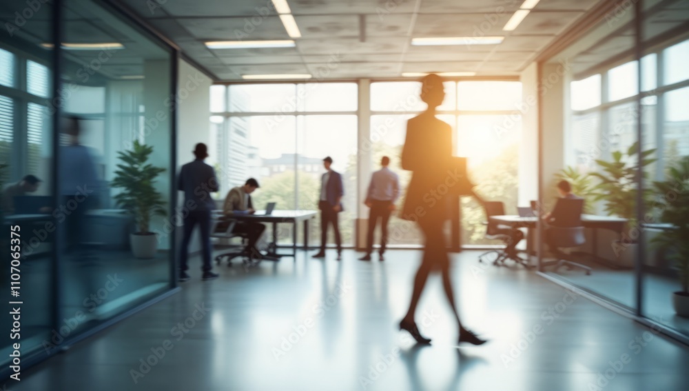 Fototapeta premium Unrecognizable motion blurred business people in an office