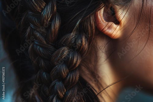 close up of female hairsyle with braids photo